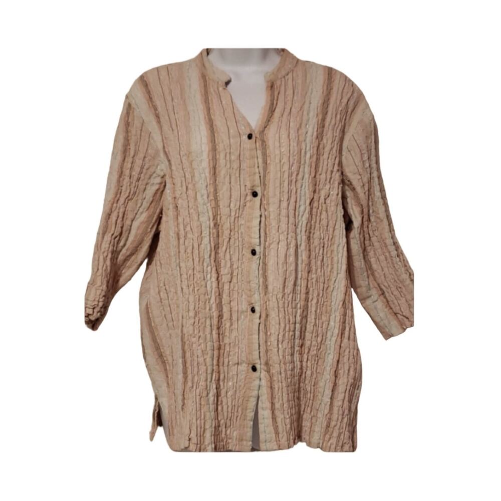 Dress Barn Pink/Peach/Blue Waffle Style Button Down 2X